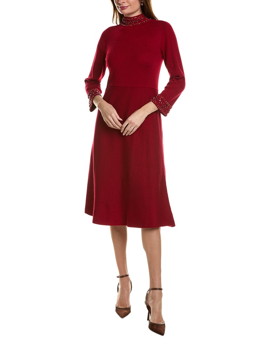Anne Klein womens Mock Neck Sweaterdress, s, Red